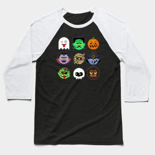 MONSTER FACES Halloween Emoji Shirt Skeleton Dracula Costume Baseball T-Shirt